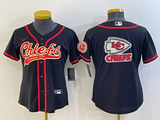Chiefs 2021/22 Black/Red Women NFL Baseball Style Jersey