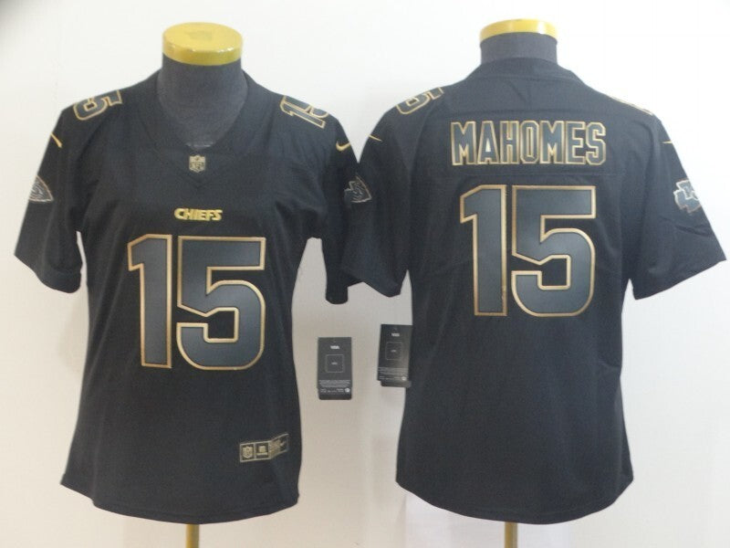 Chiefs 2021/22 Mahomes #15 Black/Gold Women NFL Jersey
