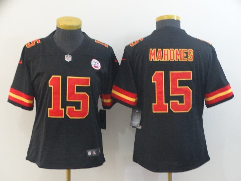 Chiefs 2021/22 Mahomes #15 Black/Red/Yellow Women NFL Jersey