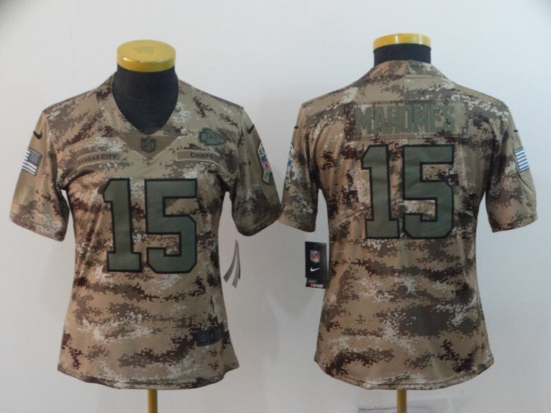 Chiefs 2021/22 Mahomes #15 Camo Print Women NFL Jersey