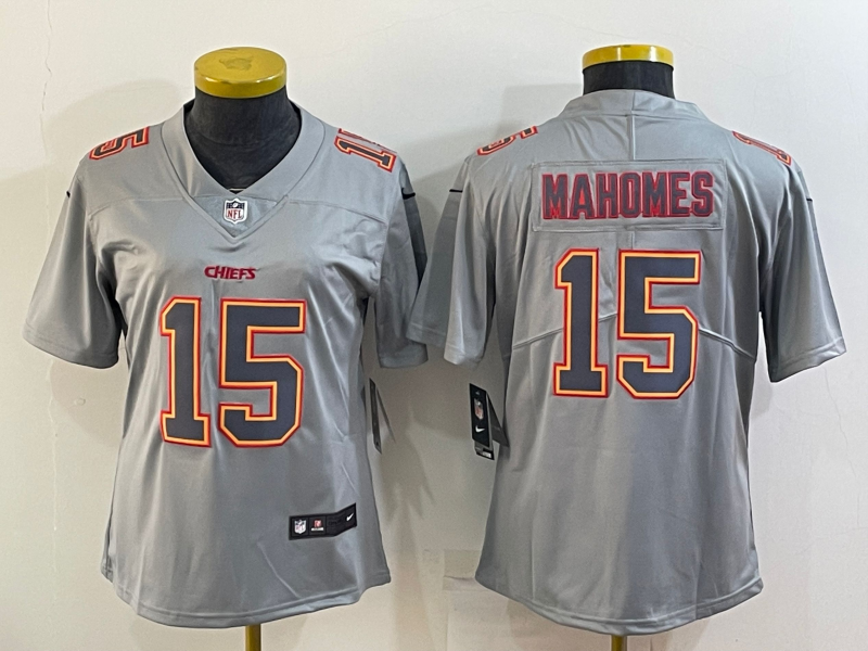 Chiefs 2021/22 Mahomes #15 Gray/Black/Red Women NFL Jersey