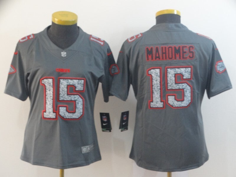 Chiefs 2021/22 Mahomes #15 Gray/Red Women NFL Jersey