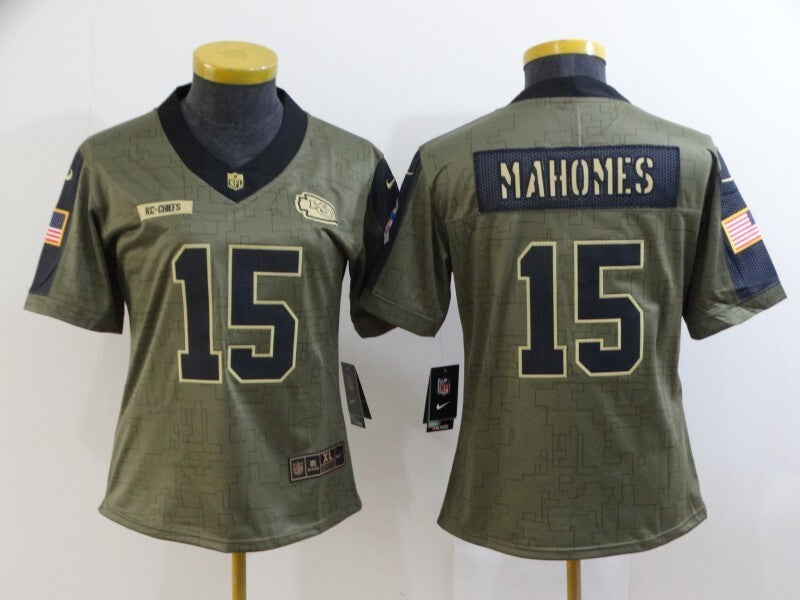 Chiefs 2021/22 Mahomes #15 Olive/Black Women NFL Jersey
