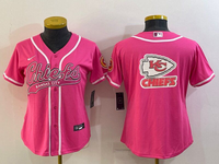 Chiefs 2021/22 Pink/White Women NFL Baseball Style Jersey
