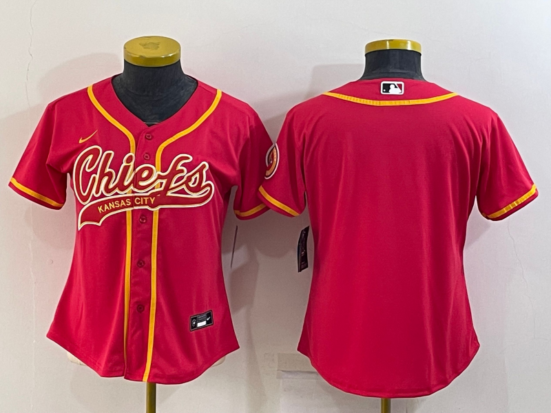 Chiefs 2021/22 Red/White/Yellow Women NFL Baseball Style Jersey