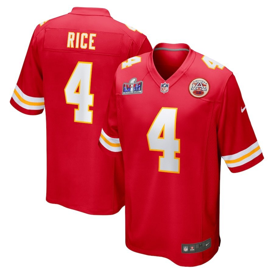 Chiefs 2023/24 Rice #4 Red/White NFL Game Jersey