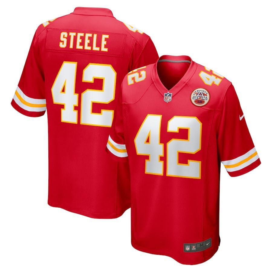 Chiefs 2023/24 Steele #42 Red/White NFL Game Jersey
