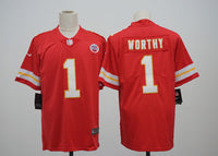 Chiefs 2023/24 Worthy #1 Red/White NFL Game Jersey