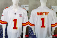 Chiefs 2023/24 Worthy #1 White/Red NFL Game Jersey
