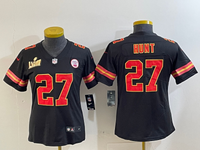 Chiefs 25/26 Hunt #27 Black/Red/Yellow Women NFL Jersey