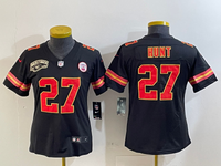 Chiefs 25/26 Hunt #27 Black/Red/Yellow Women NFL Jersey