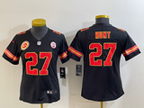 Chiefs 25/26 Hunt #27 Black/Red/Yellow Women NFL Jersey