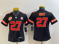Chiefs 25/26 Hunt #27 Black/Red/Yellow Women NFL Jersey