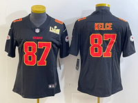 Chiefs 25/26 Kelce #87 Black/Red/Yellow Women NFL Jersey