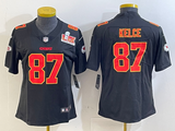 Chiefs 25/26 Kelce #87 Black/Red/Yellow Women NFL Jersey