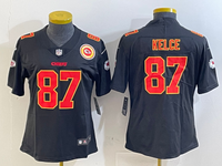Chiefs 25/26 Kelce #87 Black/Red/Yellow Women NFL Jersey