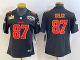Chiefs 25/26 Kelce #87 Black/Red/Yellow Women NFL Jersey