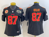Chiefs 25/26 Kelce #87 Black/Red/Yellow Women NFL Jersey