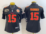 Chiefs 25/26 Mahomes #15 Black/Red/Yellow Women NFL Jersey