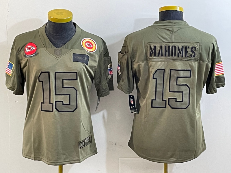 Chiefs 25/26 Mahomes #15 Olive Women NFL Jersey