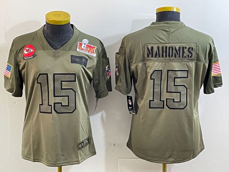 Chiefs 25/26 Mahomes #15 Olive Women NFL Jersey