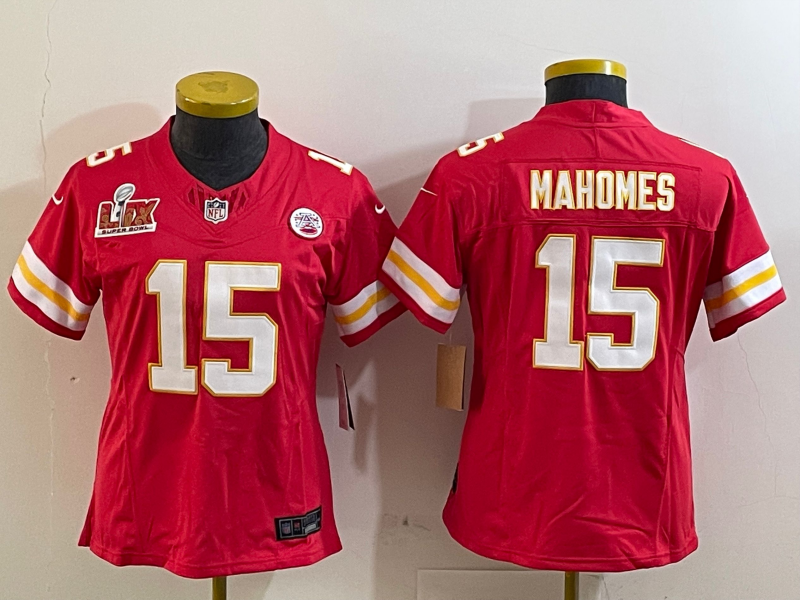 Chiefs 25/26 Mahomes #15 Red/White/Yellow Women NFL Jersey