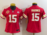 Chiefs 25/26 Mahomes #15 Red/White/Yellow Women NFL Jersey