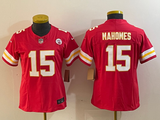 Chiefs 25/26 Mahomes #15 Red/White/Yellow Women NFL Jersey