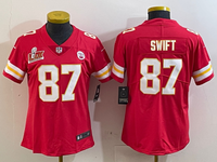 Chiefs 25/26 Swift #87 Red/White/Yellow Women NFL Jersey