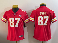 Chiefs 25/26 Swift #87 Red/White/Yellow Women NFL Jersey