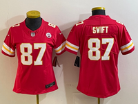 Chiefs 25/26 Swift #87 Red/White/Yellow Women NFL Jersey