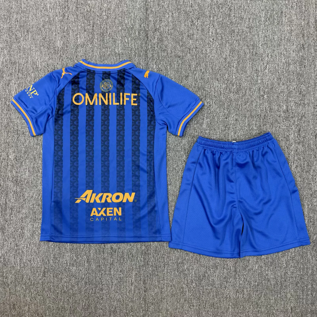 Chivas 25/26 Blue/Gold Third Kids Jersey Set