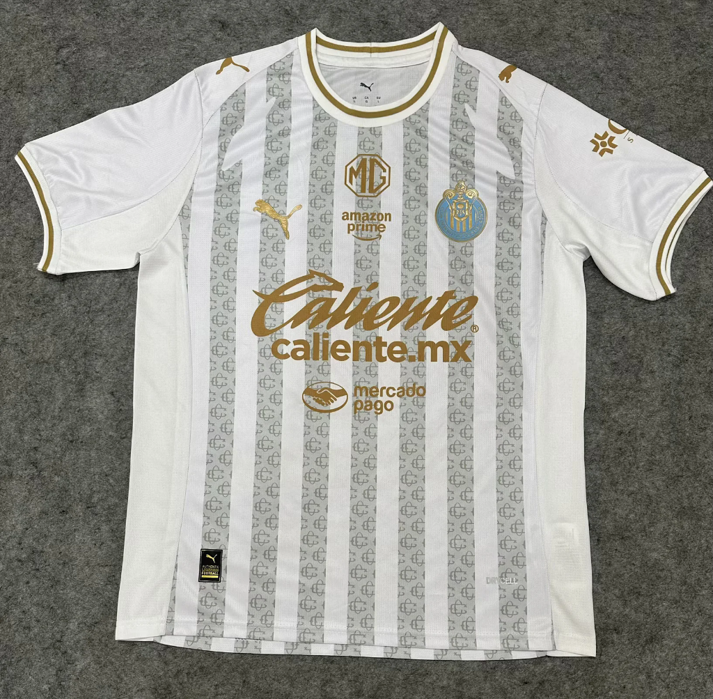 Chivas 25/26 White/Gray Stripes Home Jersey