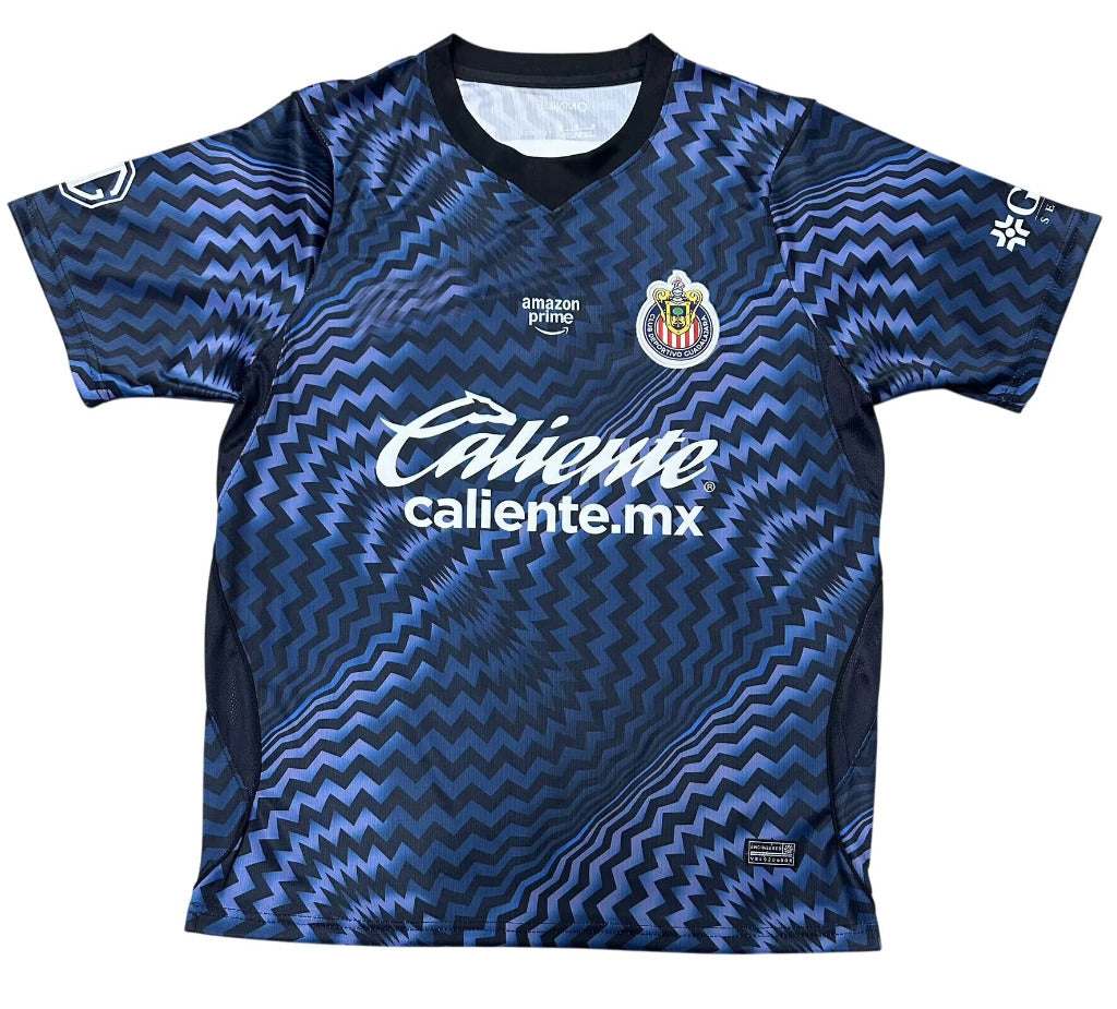 Chivas 26/27 Black and Blue Wavy Chevron Pattern Goalkeeper Jersey