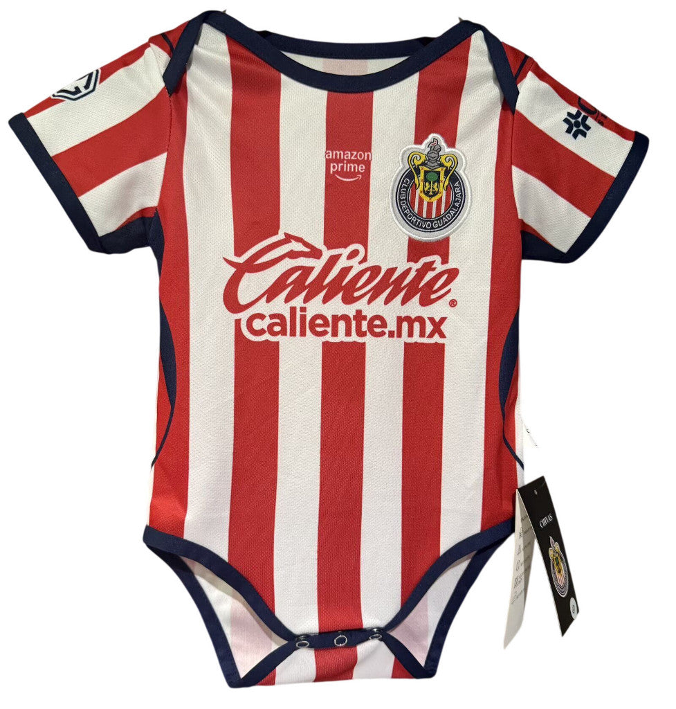 Chivas 26/27 Red/White Stripes Home Baby Bodysuit Jersey