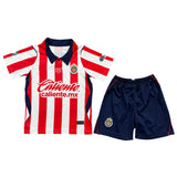 Chivas 26/27 White/Red Vertical Stripes Home Kids Jersey Set