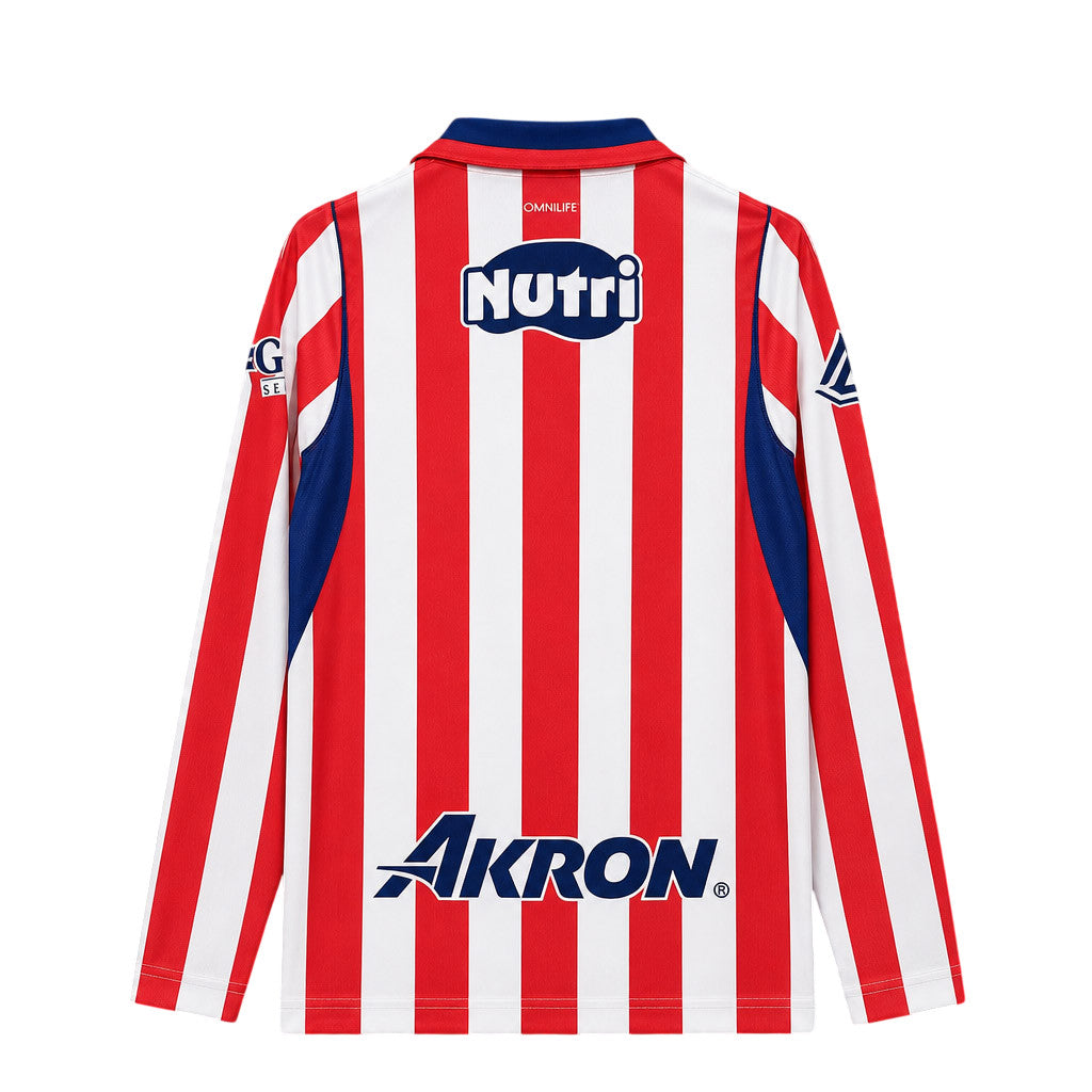 Chivas 26/27 White/Red Vertical Stripes Home Long Sleeve Jersey