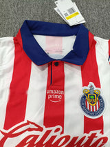 Chivas 26/27 White/Red Vertical Stripes Home Long Sleeve Jersey