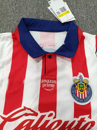 Chivas 26/27 White/Red Vertical Stripes Home Long Sleeve Jersey