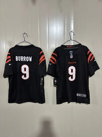Cincinnati Bengals 25/26 Burrow #9 Black Game Kids Jersey