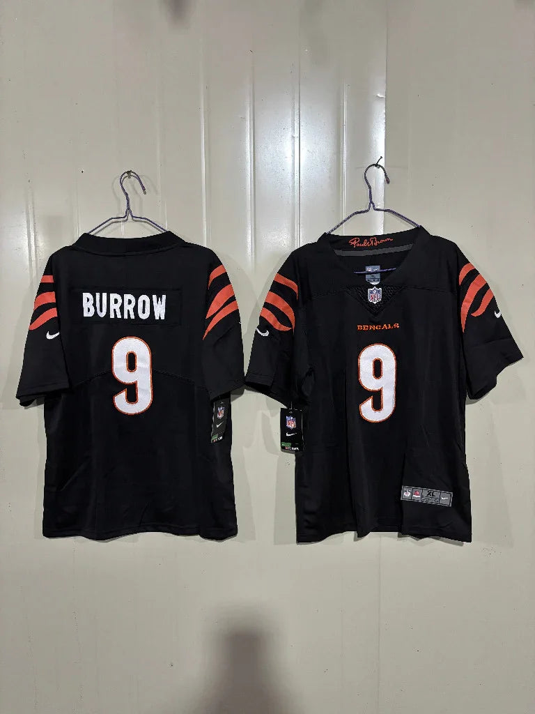 Cincinnati Bengals 25/26 Burrow #9 Black Game Kids Jersey
