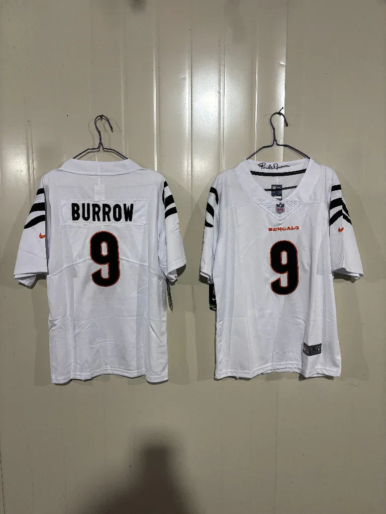 Cincinnati Bengals 25/26 Burrow #9 White Game Kids Jersey
