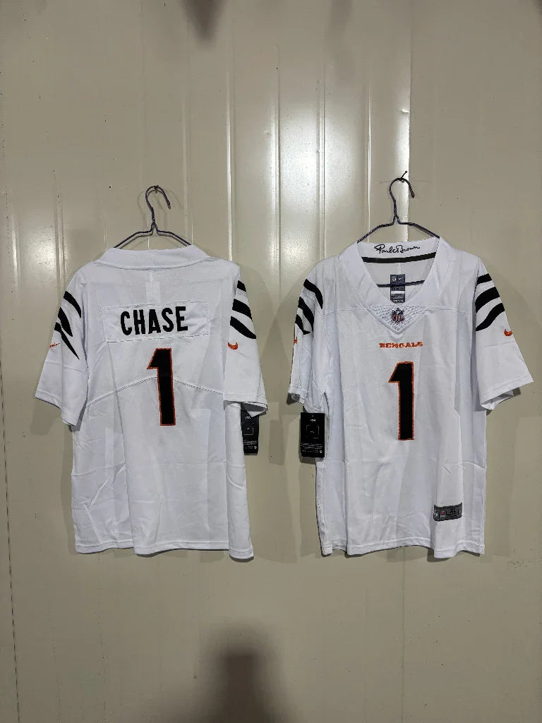 Cincinnati Bengals 25/26 Chase #1 White Game Kids Jersey