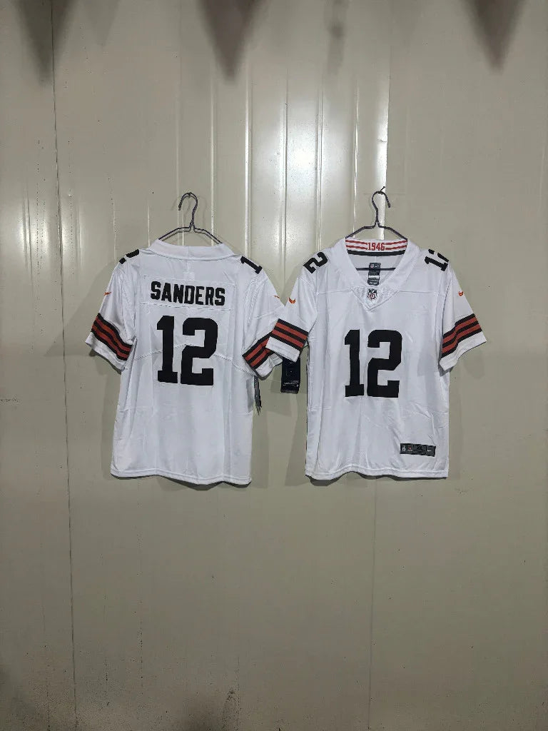 Cleveland Browns 25/26 Sanders #12 White Kids Jersey
