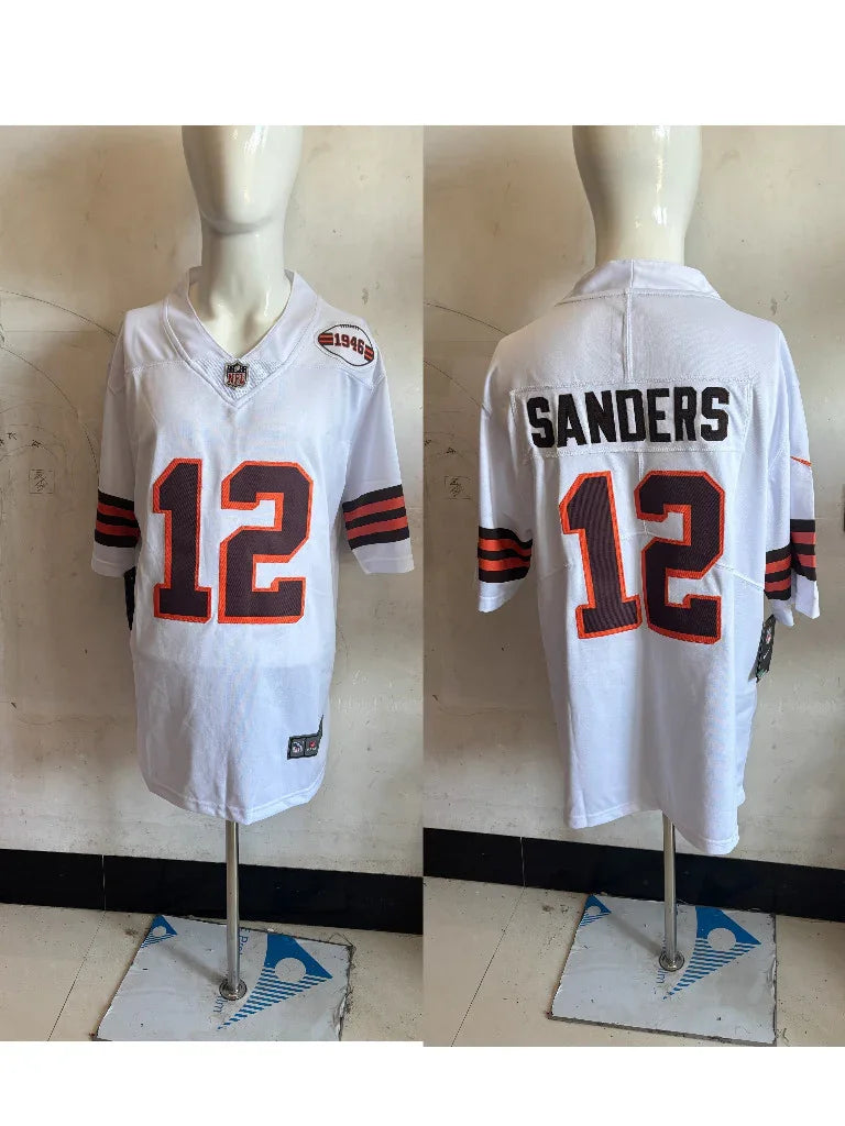Cleveland Browns 25/26 Sanders #12 White/Red NFL Jersey