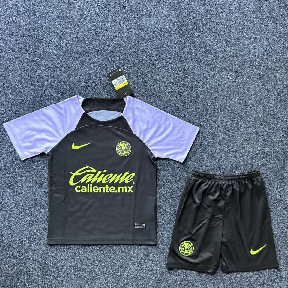 Club America 23/24 Black Goalkeeper Kids Jersey Set