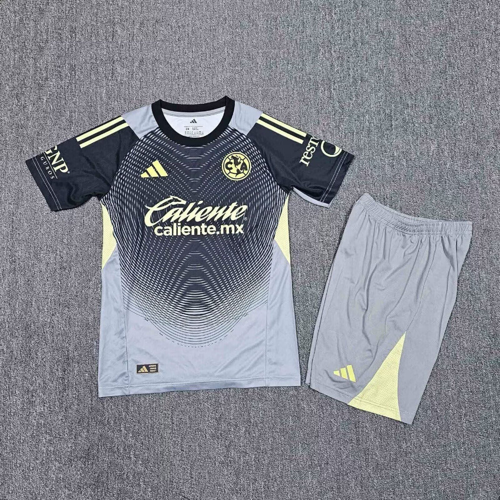 Club America 25/26 Gray/Black Goalkeeper Kids Jersey Set