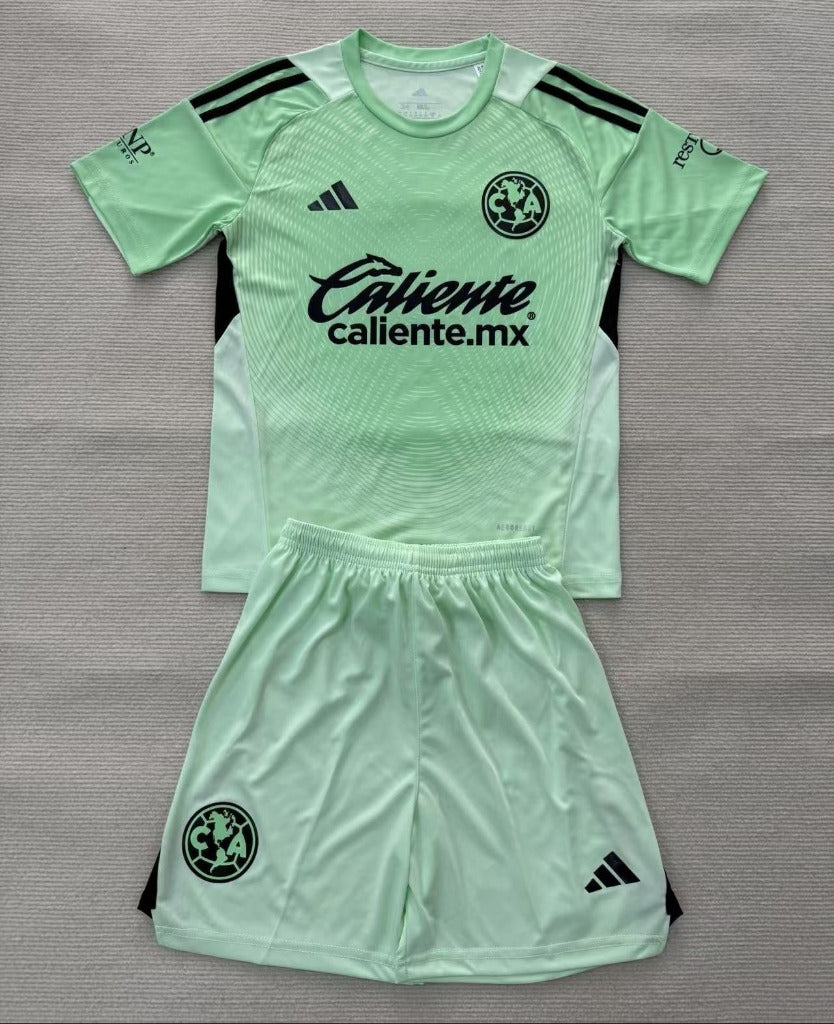 Club America 25/26 Light Green Goalkeeper Kids Jersey Set