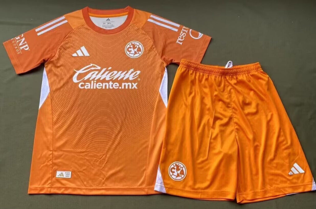 Club America 25/26 Orange Goalkeeper Kids Jersey Set