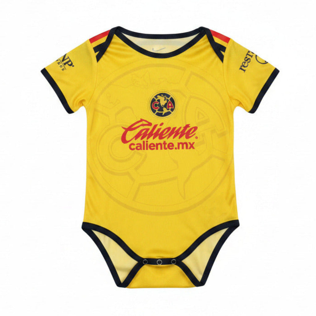Club America 26/27 Yellow/Black and Red Stripes Home Baby Bodysuit Jersey